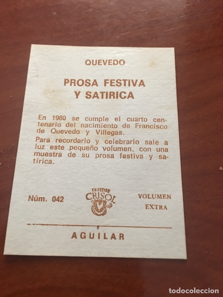 Libros de segunda mano: Libro crisol Quevedo prosa festiva y satirica numero 042 - Foto 4