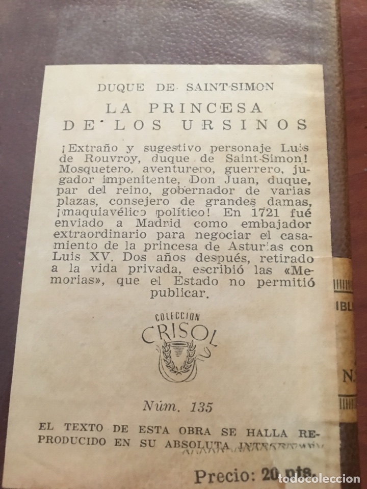 Libros de segunda mano: Libro crisol duque de saint Sim&oacute;n la princesa de los ursinos - Foto 4