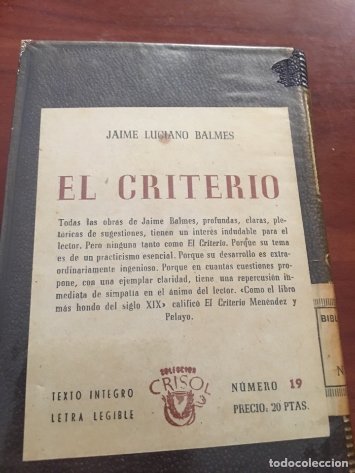 Libros de segunda mano: Libro crisol jaime Luciano balmes El criterio - Foto 3