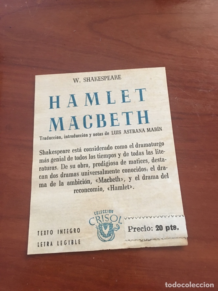 Libros de segunda mano: Libro crisol willian Shakespeare Hamlet macbeth - Foto 4