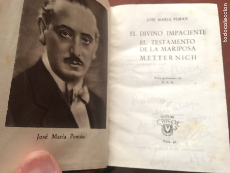 Libros de segunda mano: Crisol Jos&eacute; Mar&iacute;a Pem&aacute;n el divino impaciente - Foto 3