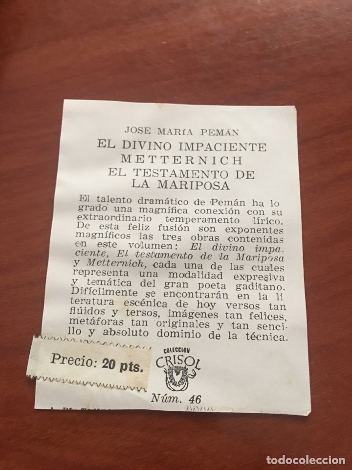 Libros de segunda mano: Crisol Jos&eacute; Mar&iacute;a Pem&aacute;n el divino impaciente - Foto 4