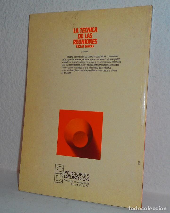 Libros de segunda mano: LA T&Eacute;CNICA DE LAS REUNIONES REGLAS B&Aacute;SICAS G. JANNER EDICIONES DEUSTO 1989 - Foto 2