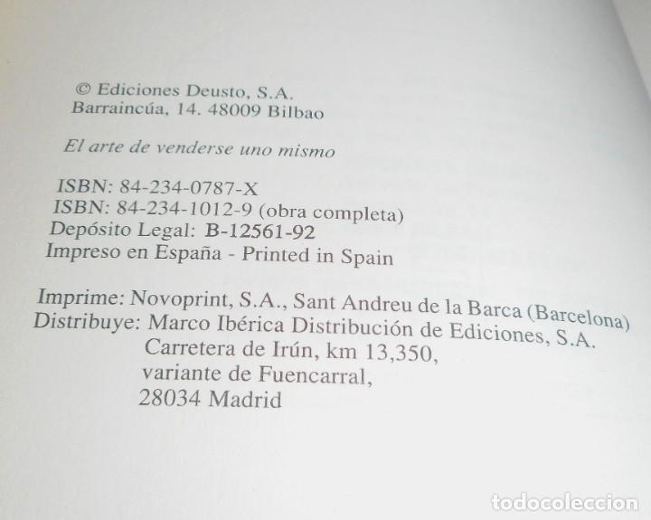 Libros de segunda mano: EL ARTE DE VENDERSE UNO MISMO EDICIONES DEUSTO 1992 - Foto 3