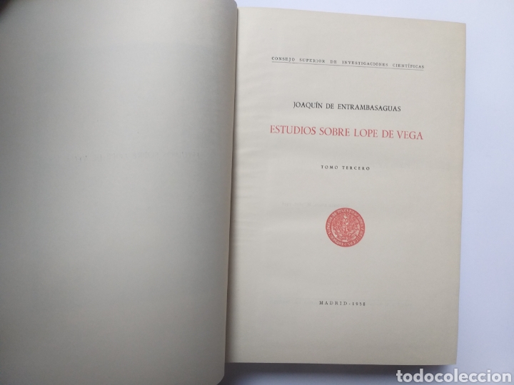 Libros de segunda mano: . Estudios sobre Lope de Vega . Joaqu&iacute;n de Entrambasaguas . 3 tomos - Foto 21