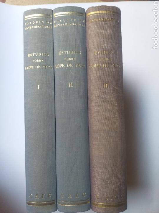 Libros de segunda mano: . Estudios sobre Lope de Vega . Joaqu&iacute;n de Entrambasaguas . 3 tomos - Foto 1