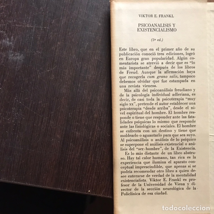 Libros de segunda mano: Psicoan&aacute;lisis y existencialismo. V. E. Frankl - Foto 2