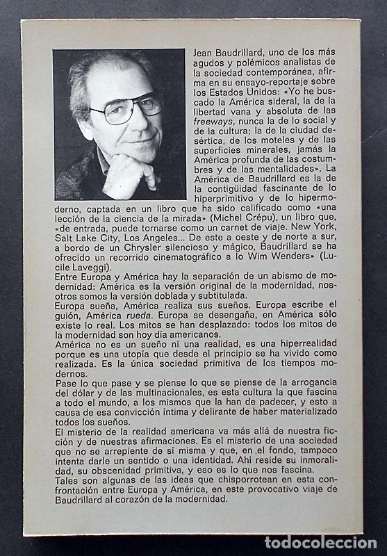 Libros de segunda mano: Am&eacute;rica - Jean Baudrillard - Anagrama (1987) - Foto 2