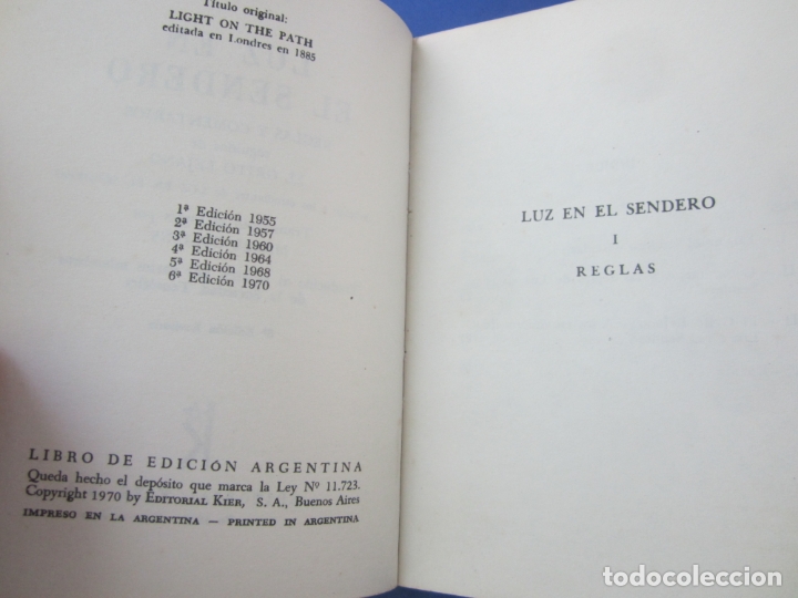 Libros de segunda mano: luz en el sendero , mabel collins ,,edicion argentina 1970 - Foto 2