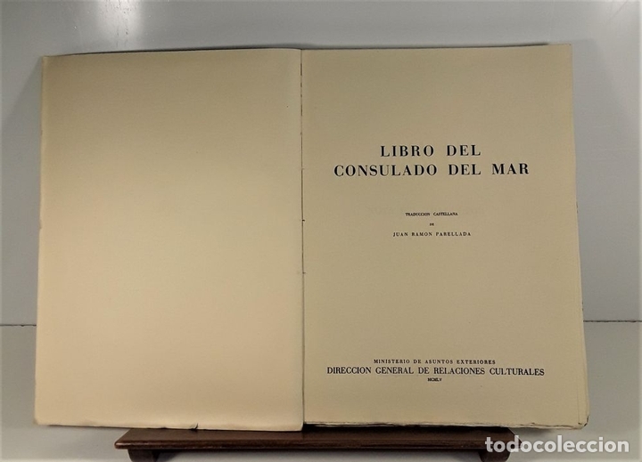 Libros de segunda mano: LIBRO DEL CONSULADO DEL MAR. 2 EJEMPLARES. IMP. D. G. R. CULTURALES. 1955. - Foto 4