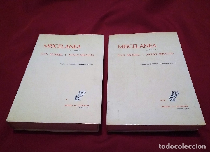 Libros de segunda mano: MISCELANEA EN HONOR DE JUAN BECERRIL... | 2 TOMOS | REVISTA DE OCCIDENTE 1974 - Foto 2