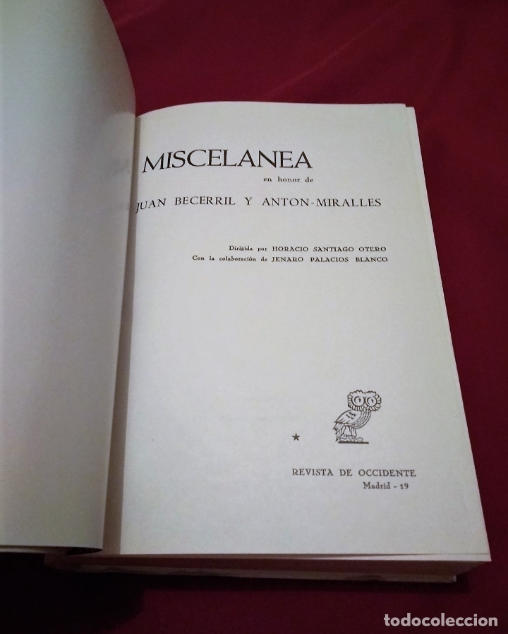 Libros de segunda mano: MISCELANEA EN HONOR DE JUAN BECERRIL... | 2 TOMOS | REVISTA DE OCCIDENTE 1974 - Foto 3