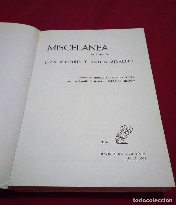 Libros de segunda mano: MISCELANEA EN HONOR DE JUAN BECERRIL... | 2 TOMOS | REVISTA DE OCCIDENTE 1974 - Foto 5