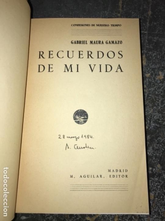 Libros de segunda mano: RECUERDOS DE MI VIDA. GABRIEL MAURA GAMAZO. - Foto 3