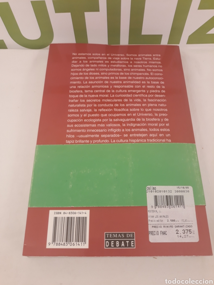 Libros de segunda mano: Vivan los animales. Jesus Mosterin. - Foto 4