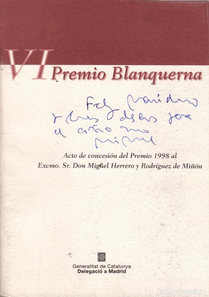 Second hand books: VI PREMIO BLANQUERNA. ACTO DE CONCESI&Oacute;N A D. MIGUEL HERRERO - 1998