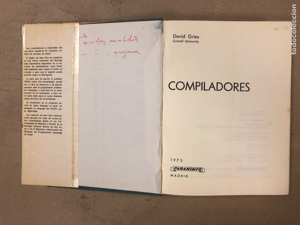 Libros de segunda mano: CONSTRUCCI&Oacute;N DE COMPILADORES. DAVID GRIES. EDITORIAL PARANINFO 1974 - Foto 4