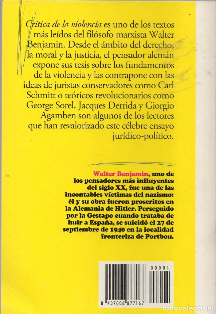 Libros de segunda mano: Cr&iacute;tica de la violencia. Walter Benjamin - Foto 2