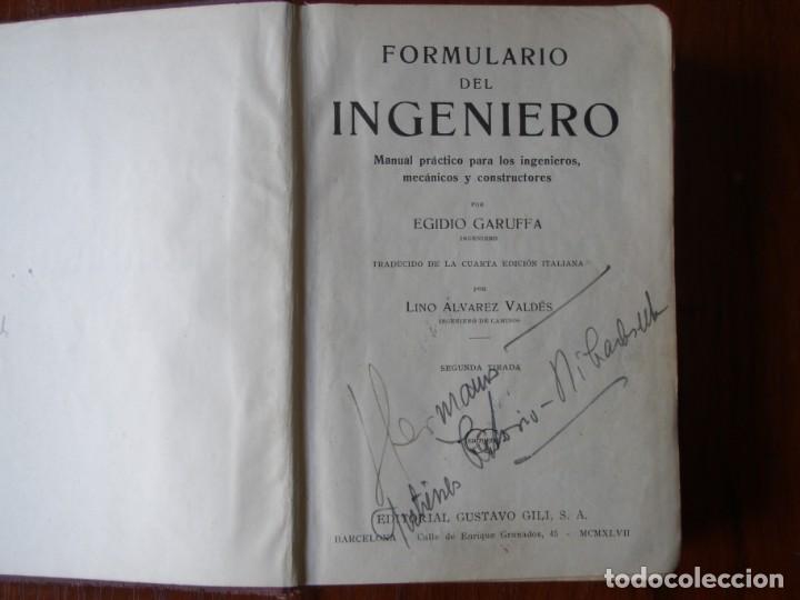 Libros de segunda mano: LIBRO FORMULARIO DEL INGENIERO 1947 - Foto 3