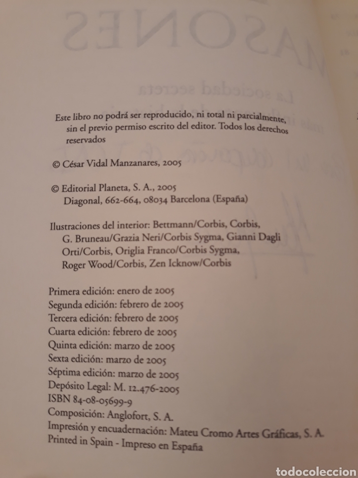 Libros de segunda mano: Los masones. Cesar Vidal. 7 edicion. - Foto 4