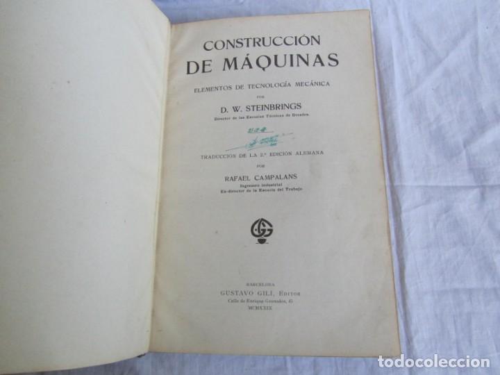 Libros de segunda mano: Construcci&oacute;n de m&aacute;quinas, D. W. Steinbrings, 1929 - Foto 6