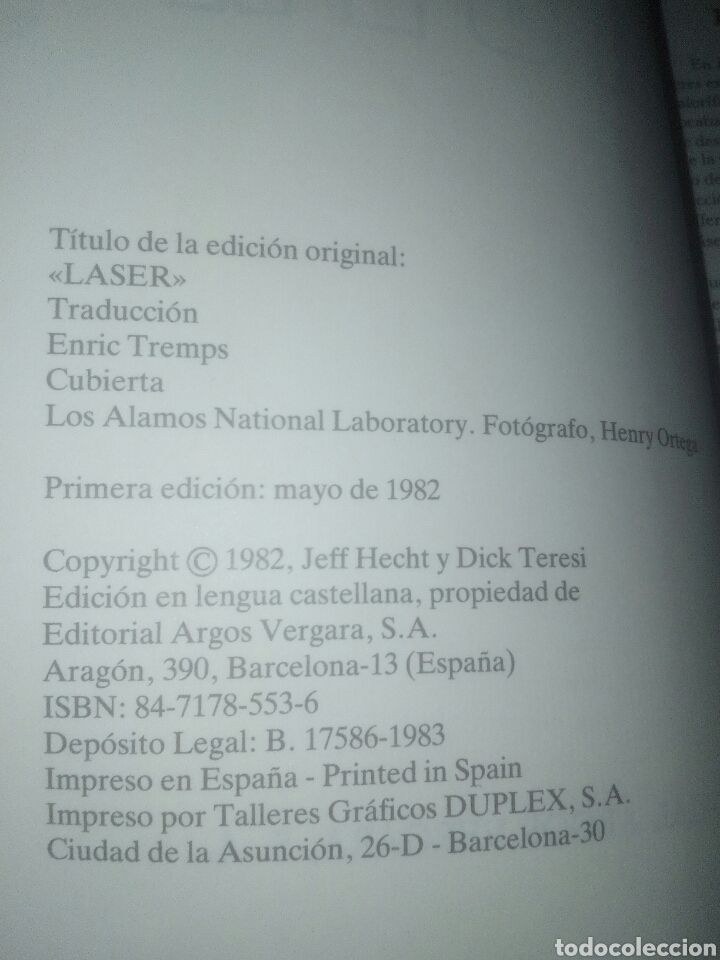 Libros de segunda mano: El rayo l&aacute;ser Jeff hecht y Dick Teresi, - Foto 3