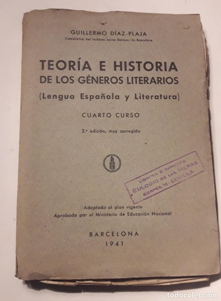 Libros de segunda mano: TEOR&Iacute;A E HISTORIA DE LOS G&Eacute;NEROS LITERARIOS. Barcelona 1941 - Foto 1