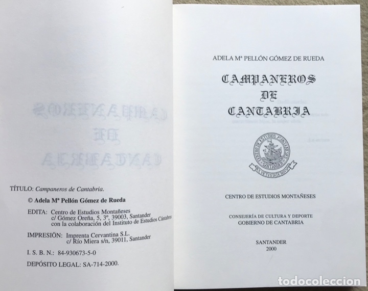 Libros de segunda mano: Campaneros de Cantabria - Adela M&ordf; Pell&oacute;n G&oacute;mez Rueda - Santander, 2000 - Foto 2