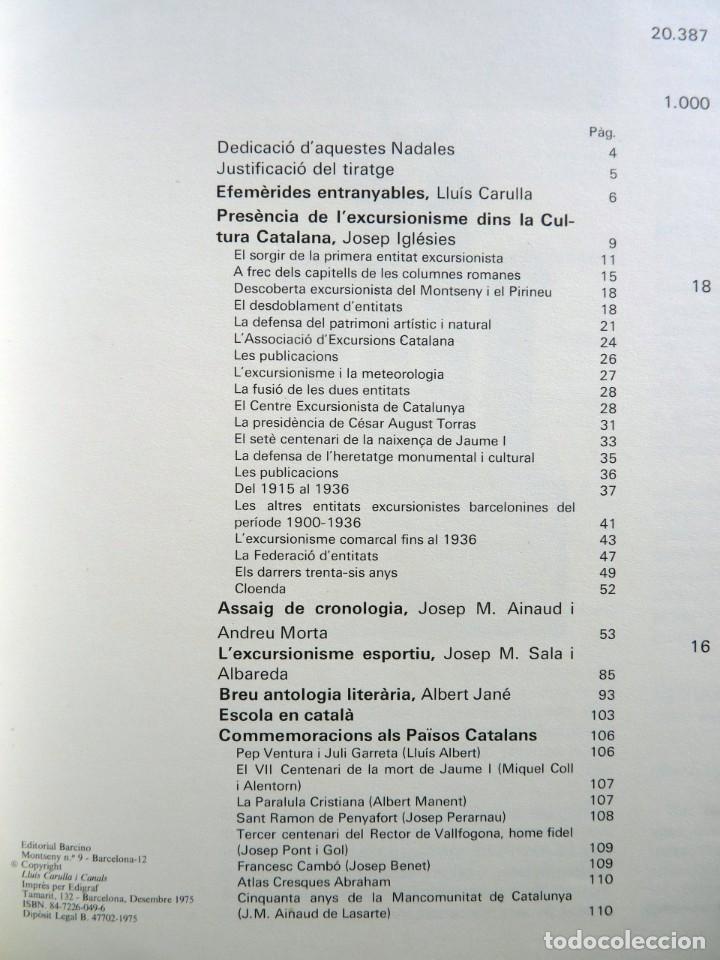 Libros de segunda mano: LEXCURSIONISME A CATALUNYA, 1876-1976. TEXTO EN CATAL&Aacute;N. 1975 - Foto 2