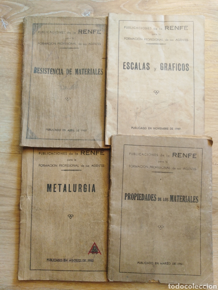Libros de segunda mano: 4 LIBROS DE PUBLICACIONES DE LA RENFE PARA LA FORMACI&Oacute;N PROFESIONAL DE SUS AGENTES-A&Ntilde;OS 40-50