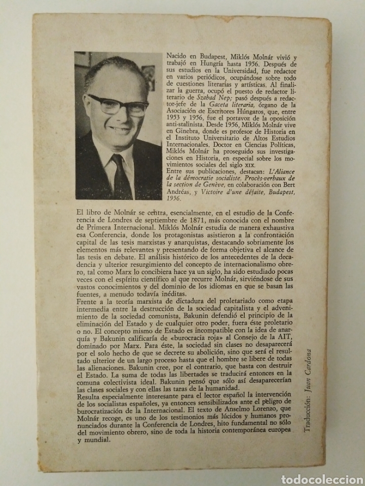 Libros de segunda mano: EL DECLIVE DE LA PRIMERA INTERNACIONAL / Mikl&oacute;s MOLN&Aacute;R - Foto 2