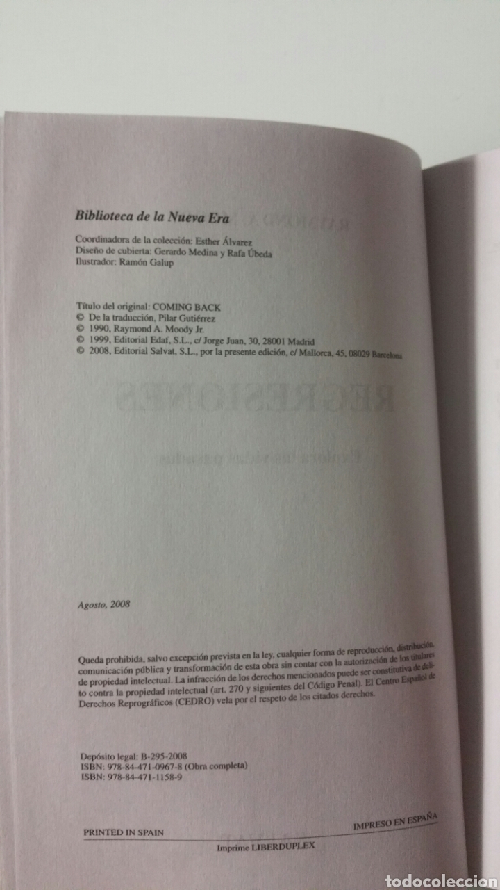 Libros de segunda mano: Regresiones. Raymond Moody, salvat 2008. - Foto 5