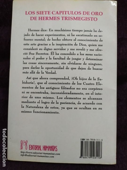Libros de segunda mano: Los siete cap&iacute;tulos de oro. Hermes Trismegisto. - Foto 2