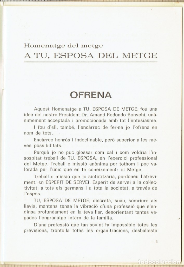 Libros de segunda mano: LIBRETO - TU, ESPOSA DE METGE - MANRESA 1966. - Foto 3