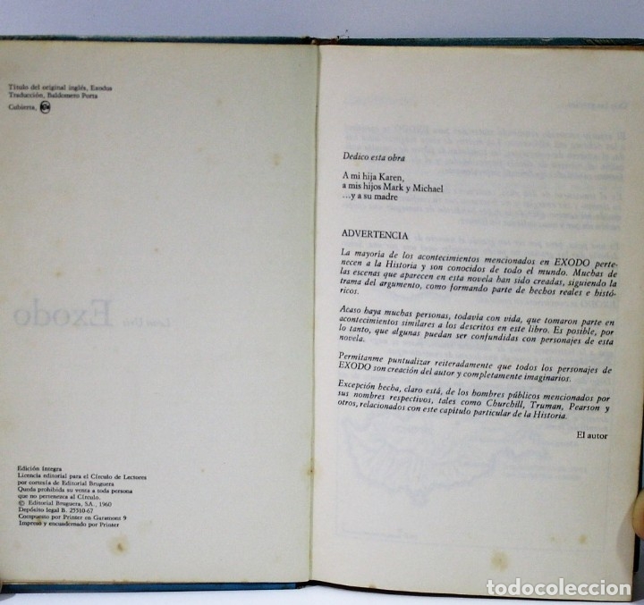 Libros de segunda mano: EXODO / LEON URIS / CIRCULO DE LECTORES 196 - Foto 4
