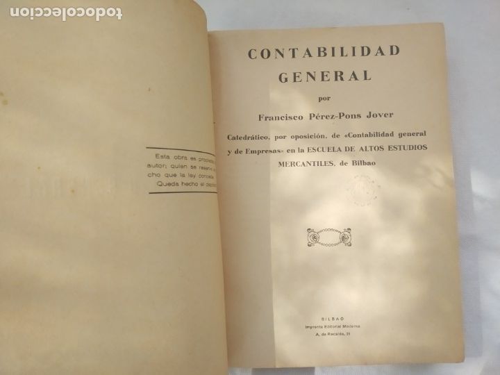 Libros de segunda mano: CONTABILIDAD GENERAL - FRANCISCO P&Eacute;REZ-PONS JOVER - EDITORIAL MODERNA - Foto 5