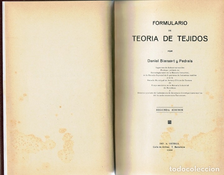 Libros de segunda mano: FORMULARIO DE TEORIA DE TEJIDOS DANIEL BLANXART - Foto 2