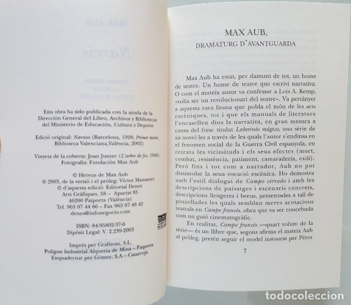 Libros de segunda mano: MAX AUB / NARC&Iacute;S (NARCISO) / VERSI&Oacute;N Y EDICI&Oacute;N VICTOR MANSANET / DENES 2003 (1&ordf;) (EN CATAL&Aacute;N) - Foto 7