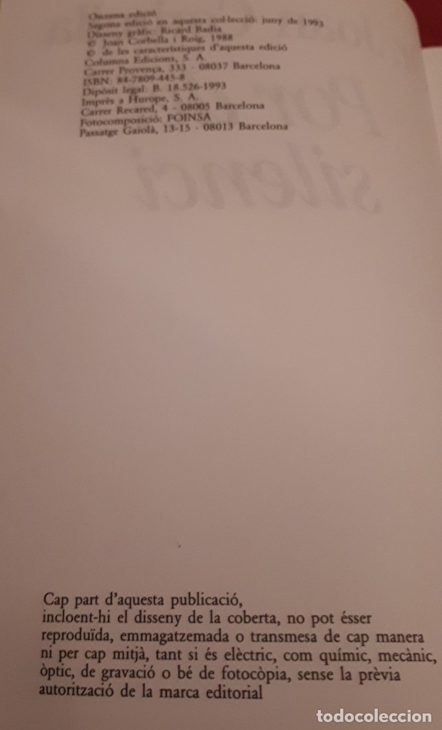 Libros de segunda mano: Por de silenci &ndash; Dr. Joan Corbella - Foto 2