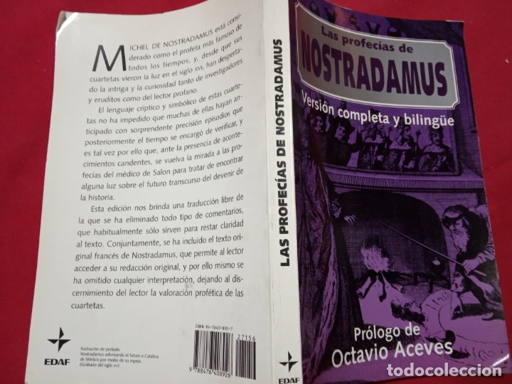 Libros de segunda mano: LAS PROFECIAS DE NOSTRADAMUS VERSION COMPLETA Y BILINGUE.PROLOGO DE OCTAVIO ACEVES. - Foto 2