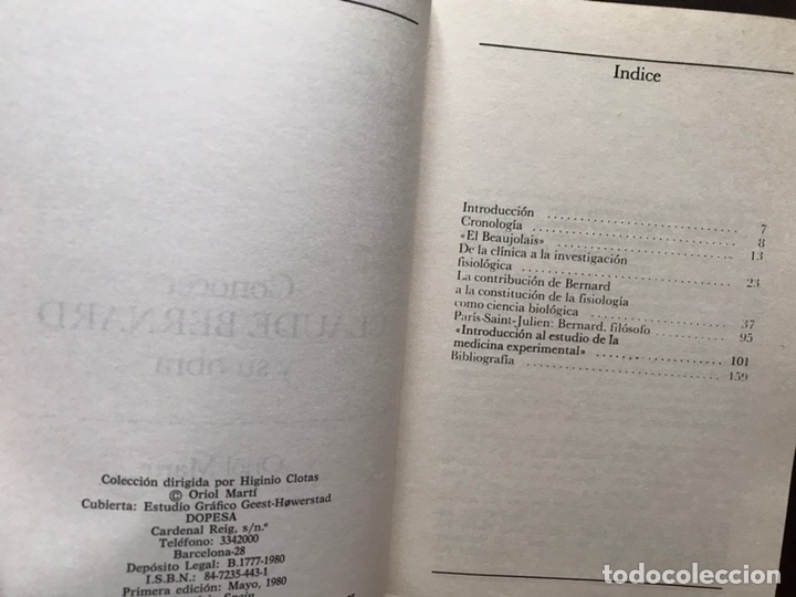 Libros de segunda mano: Conocer Claude Bernard y su obra. Oriol Mart&iacute;. - Foto 4
