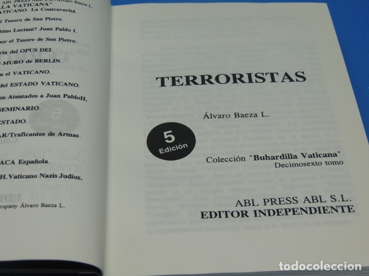 Libros de segunda mano: TERRORISTAS .-ALVARO BAEZA L - Foto 2