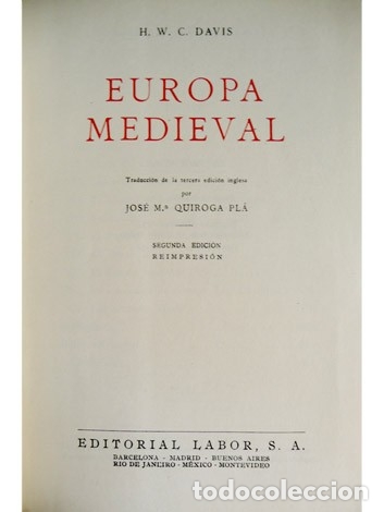 Libros de segunda mano: DAVIS, H.W.C.  Europa Medieval. 1952. - Foto 3
