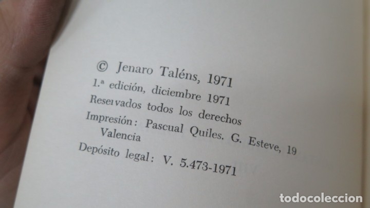 Libros de segunda mano: RITUAL PARA UN ARTIFICIO. JENARO TALENS - Foto 2