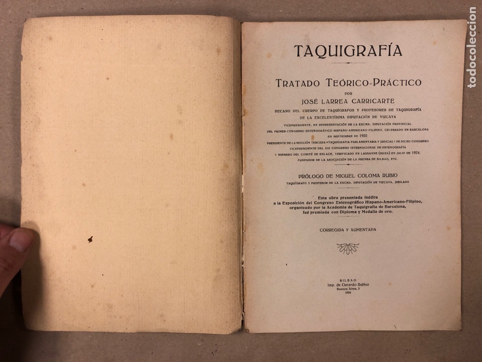 Libros de segunda mano: TAQUIGRAFÍA, TATRADO TEÓRICO-PRÁCTICO. JOSÉ LARREA CARRICARTE. IMP. DE GERARDO IBÁÑEZ 1924 (BILBAO). - Foto 2 - 181417705