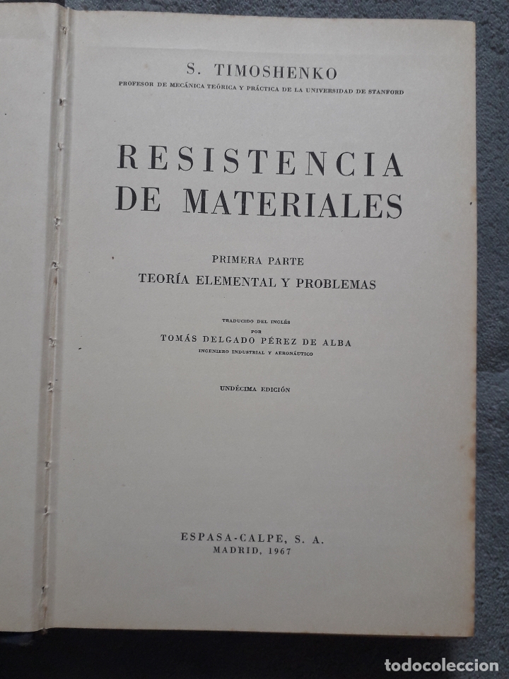 Libros de segunda mano: Resistencia de los Materiales. S. Timoshenko. A&ntilde;o 1967. - Foto 2