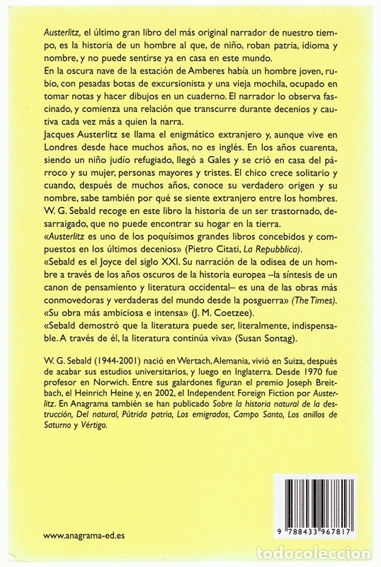 Libros de segunda mano: AUSTERLITZ W. G. SEBALD - Foto 2