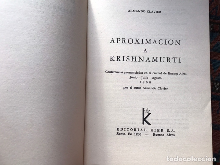 Libros de segunda mano: Aproximaci&oacute;n a Krishnamurti. Armando Klavier. Dif&iacute;cil - Foto 3