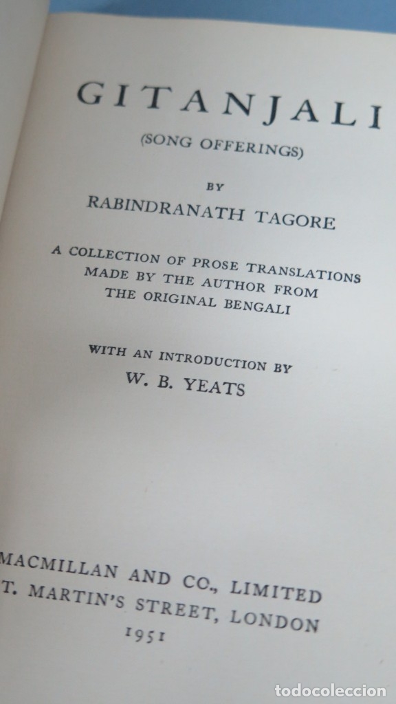 Libros de segunda mano: 1951.- GITANJALI. song Offerings. TAGORE. ED. MACMILLAN - Foto 2