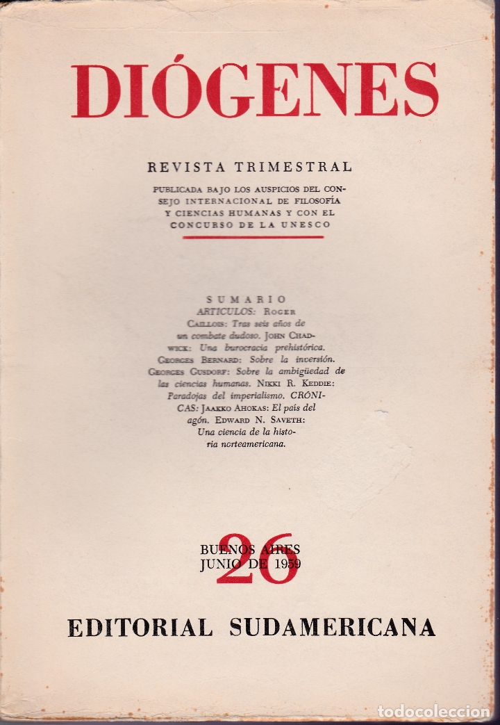 Libros de segunda mano: Revista Di&oacute;genes n&ordm; 26 (Junio de 1959) - Foto 1